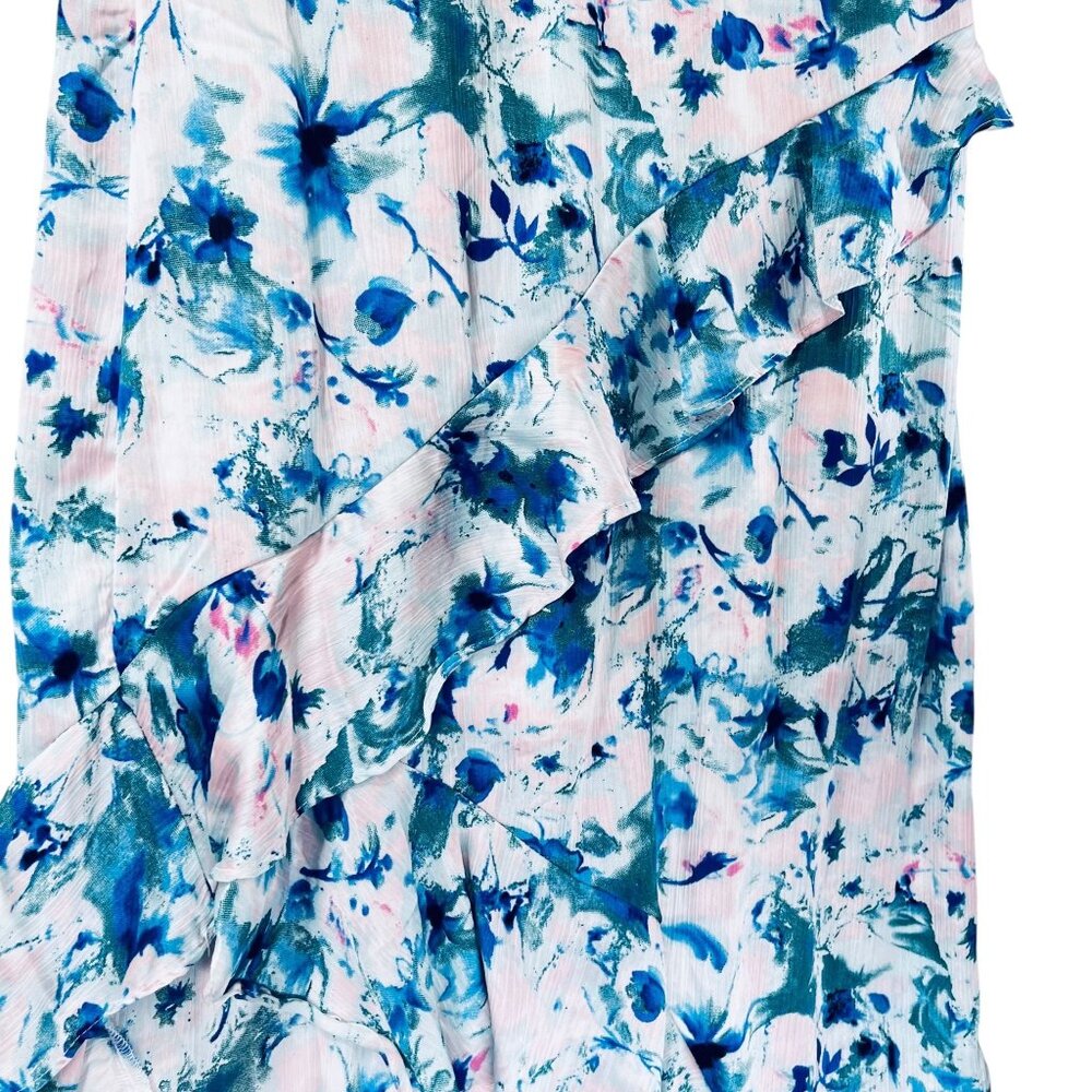Japna Floral Ruffle Midi Dress HiLo Tiered Adjustable Straps Blue Green Pink XL - Picture 6 of 16
